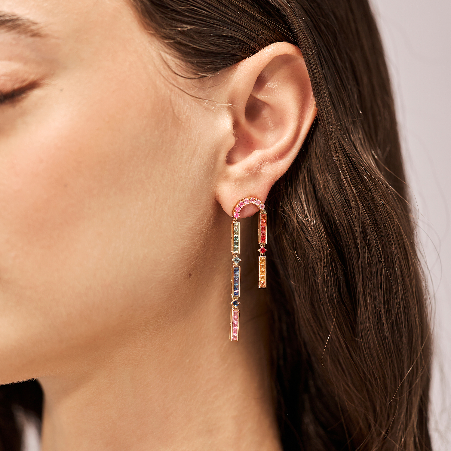 Somewhere Over the Rainbow Earrings With Sapphires