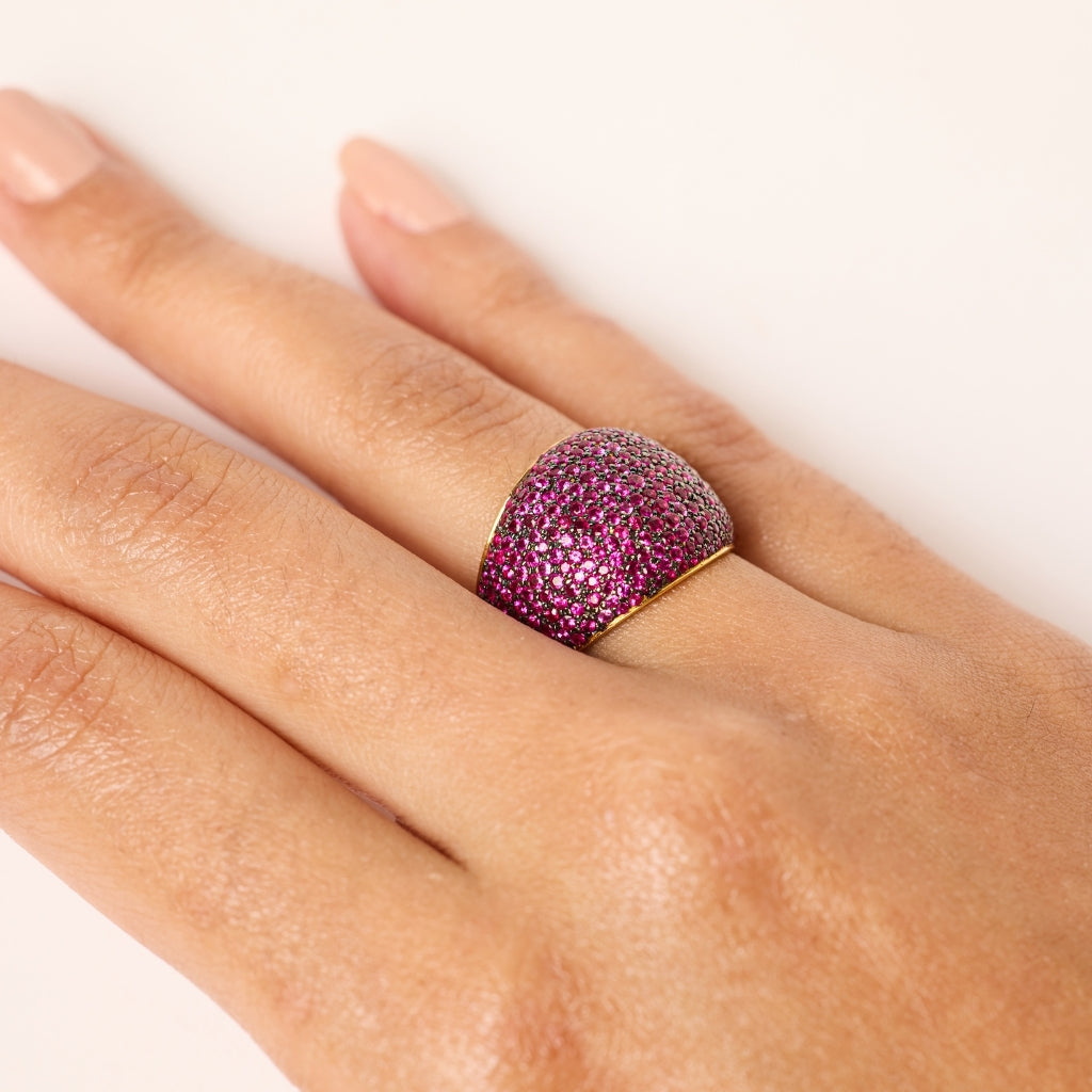 Sculpted Ring with Rubies