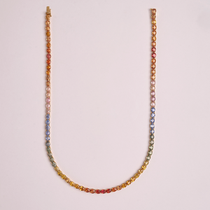 Rainbow Sapphire Tennis Necklace