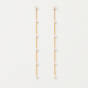 Pearl and Chain Long Earrings