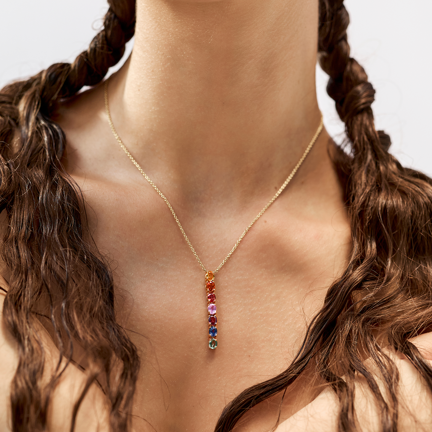 Rainbow Long Bar Necklace