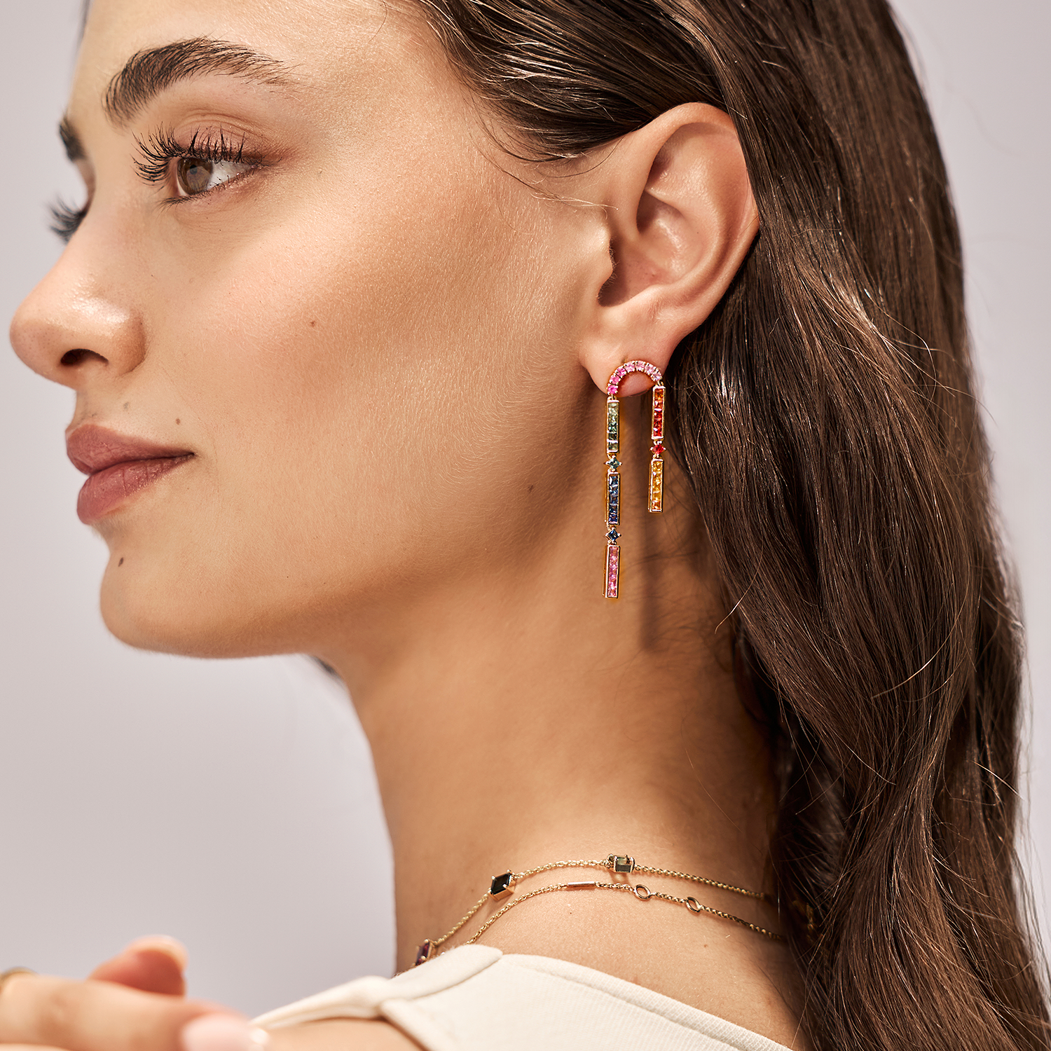 Somewhere Over the Rainbow Earrings With Sapphires