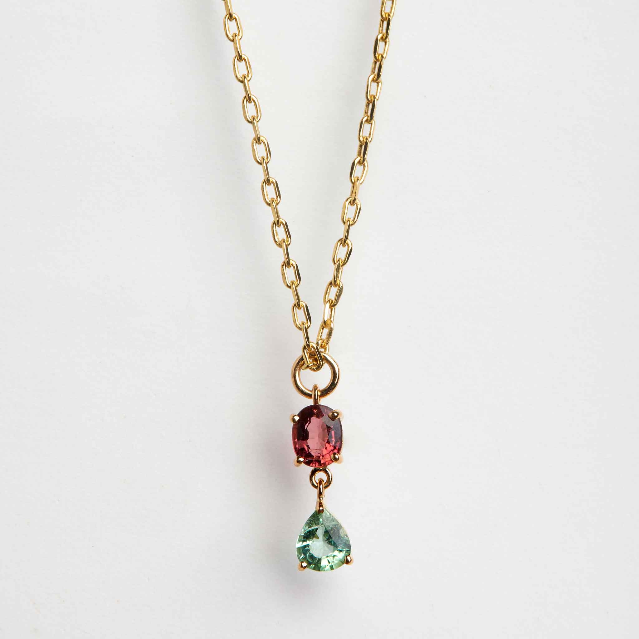 ombre tourmalines 18k gold necklace