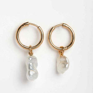 Baroque Pearl Loops on Hoops