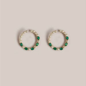 Bali Earrings with Akoya Pearls ft. Gemfields Zambian Emeralds